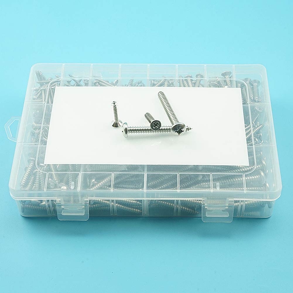 570 Pezzi M3 M4 M5 M6 Viti Set di Bulloni Croce Testa Bombata Testa Svasata Chiodi Viti Autofilettanti Kit Assortimento