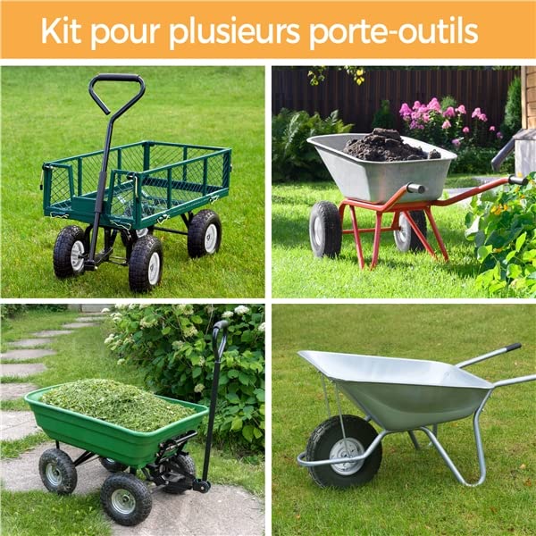 Yaheetech Lot de 4pcs Roue increvable remorque pour diable brouette chariot jante en acier 255 mm