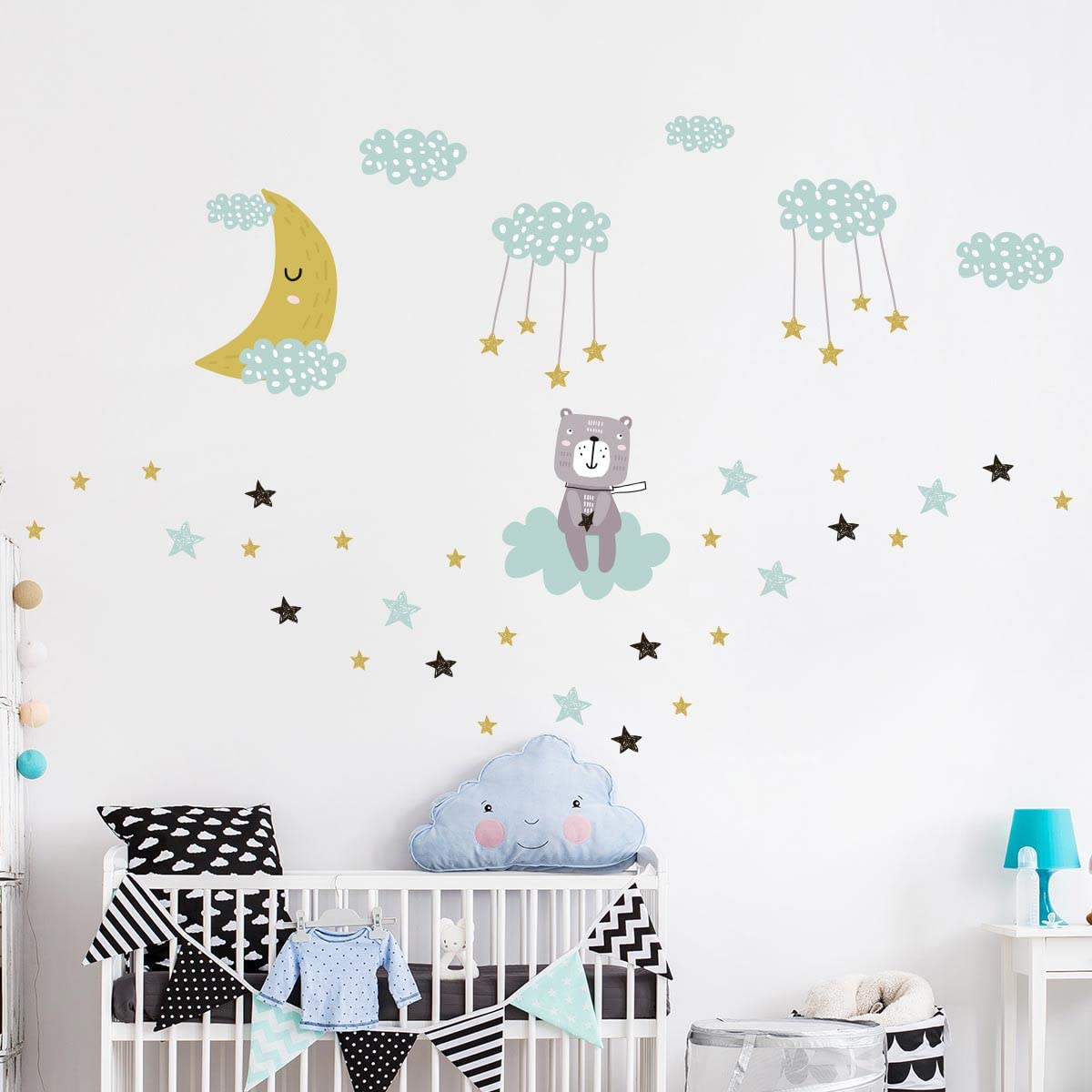 Pegatinas de pared para niños, decoración del dormitorio del bebé, adhesivo de pared escandinavo, 120 x 180 cm