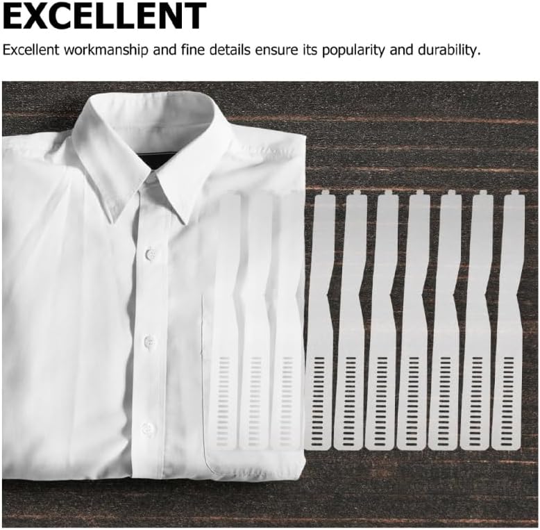 Miniatura 9 de Ciieeo 50 tiras de plástico para cuello de camisa, herramientas de fijación de cuello de PVC para mantenimiento y transporte de camisas elegantes,