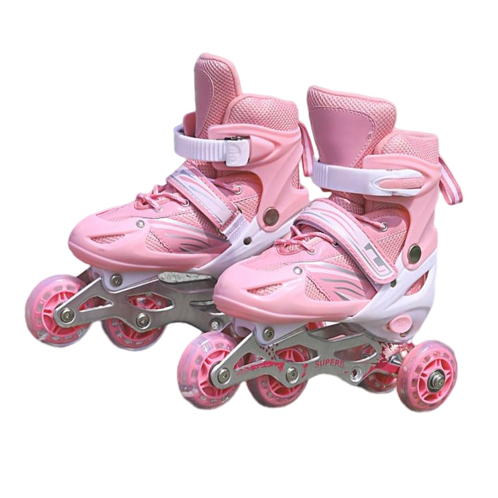 1 Paio 2 in 1 Pattini Scarpe Roller Unisex Bambini Bambini Parco Cortile Parco Giochi Attrezzatura per Pratica di Pattinaggio per Ragazzi, Rosa S
