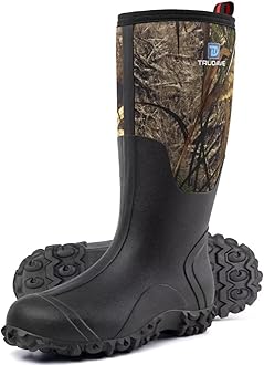 Trudave Rubber Boots for Men with Steel Shank, Waterproof Insulated Reliable Rain Boots for Outdoor Work Hunting, Warm Dry 5mm Neoprene Anti-slip All-Season Mud Boots, Size 5-14