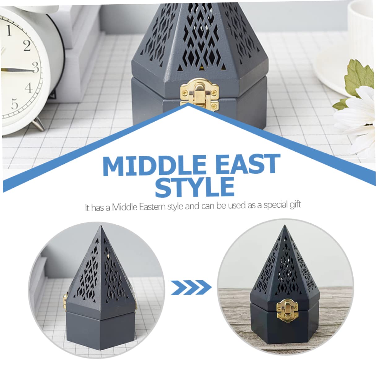 Pyramidenförmiger Räucherkegelbrenner mit Hohldesign zur Luftreinigung und Halter für Räucherstäbchen im Wohnzimmer und Esszimmer