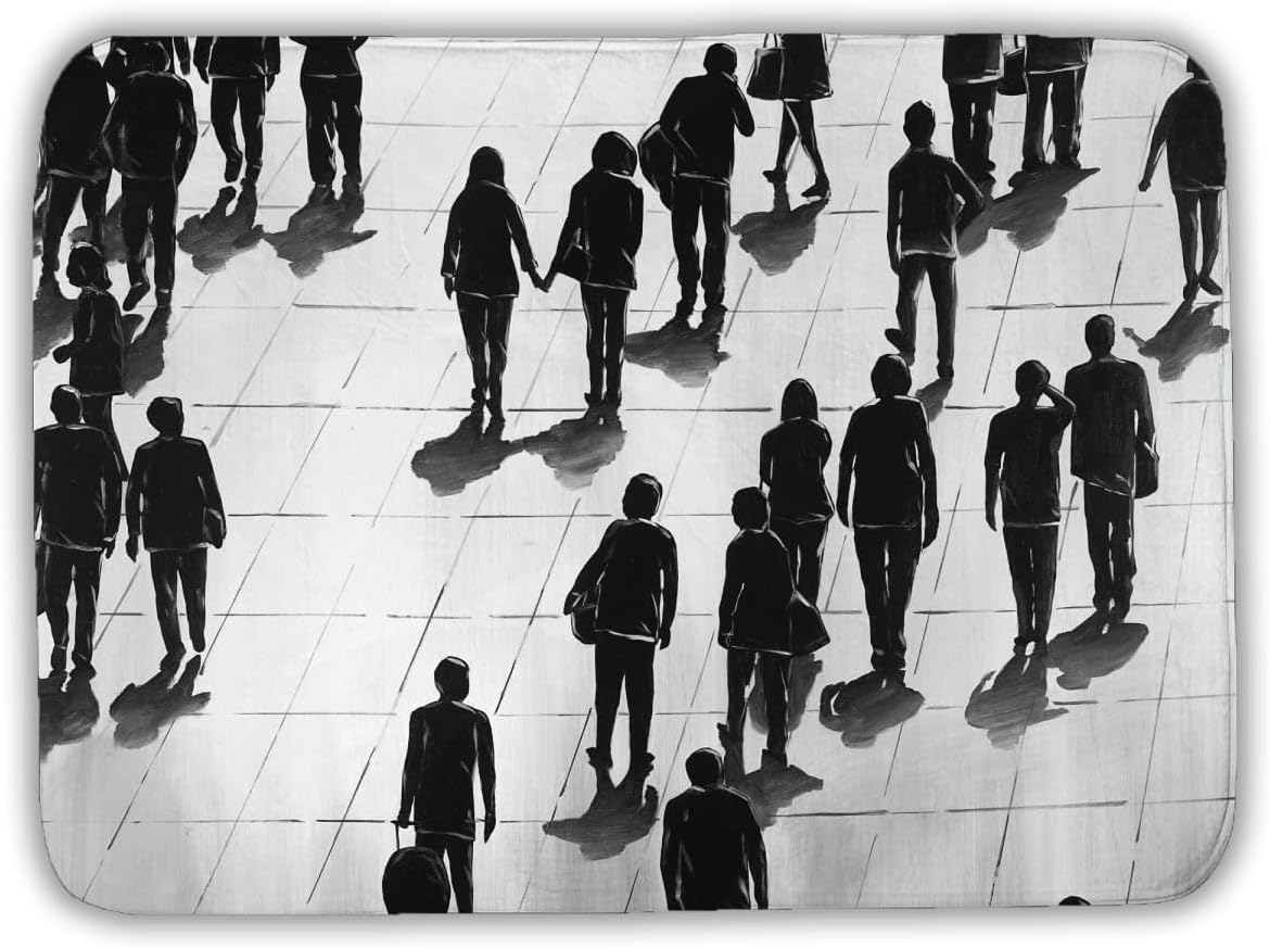 Begin Home Decor C1BM172464DAF0 17 x 24 in. Silhouettes of People on the Street Monochrome Bath Mat - Decor