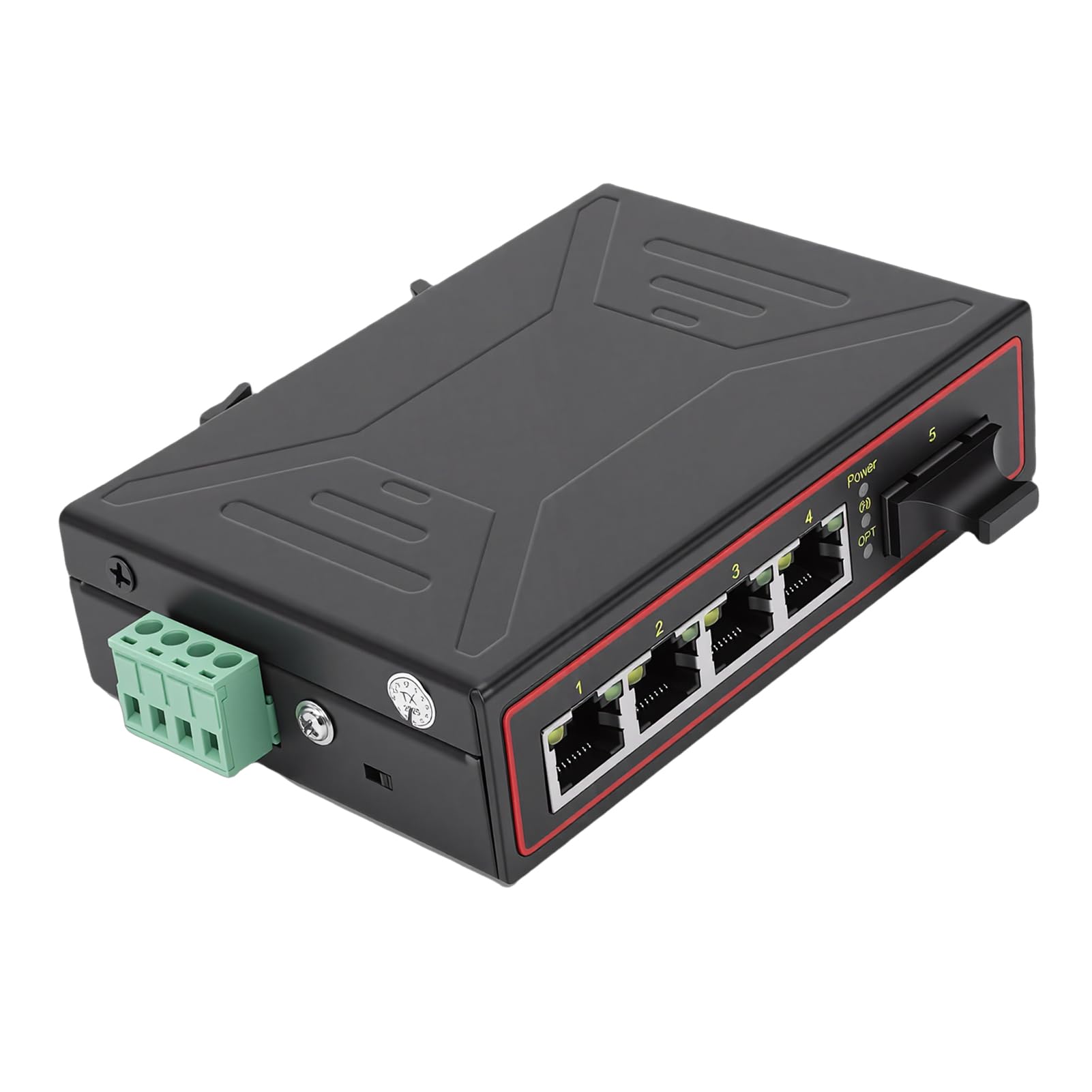 Elprico Interruttore Ethernet Industriale, 4 Porte Ethernet | Metallo, Plug and Play, porte 10/100 Mbps, supporta gli standard IEEE