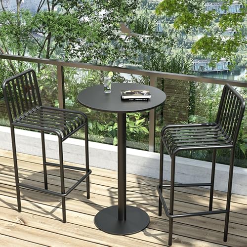 Table de bistrot ronde d'extérieur en métal premium avec socle ultra stable