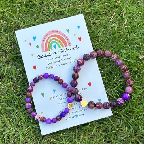 Back to School Bracelets for Mother Daughter Matching Heart Mommy and Me Wish Strings Bracelet Set First Day of School Gifts3