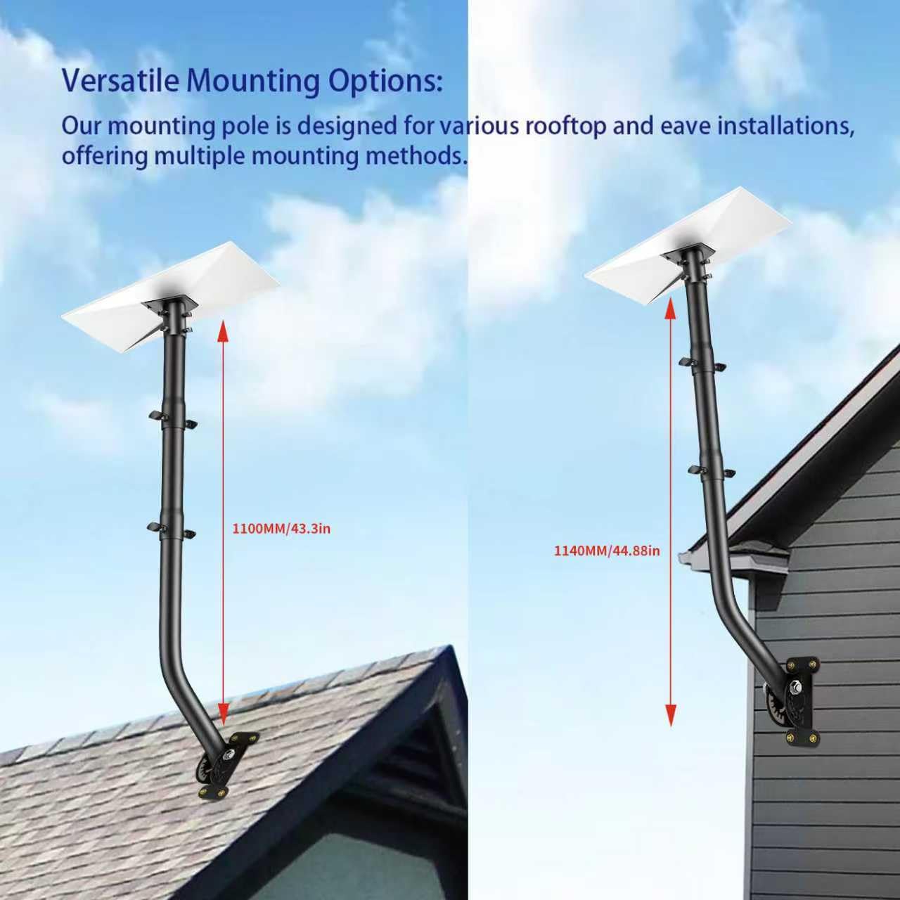 Asta di montaggio universale (diametro 38 mm x lunghezza 117 cm) - Supporto per tubo a J per antenna, ciotola Starlink e stazione meteorologica - Fissaggio girevole regolabile per parete, grondaia