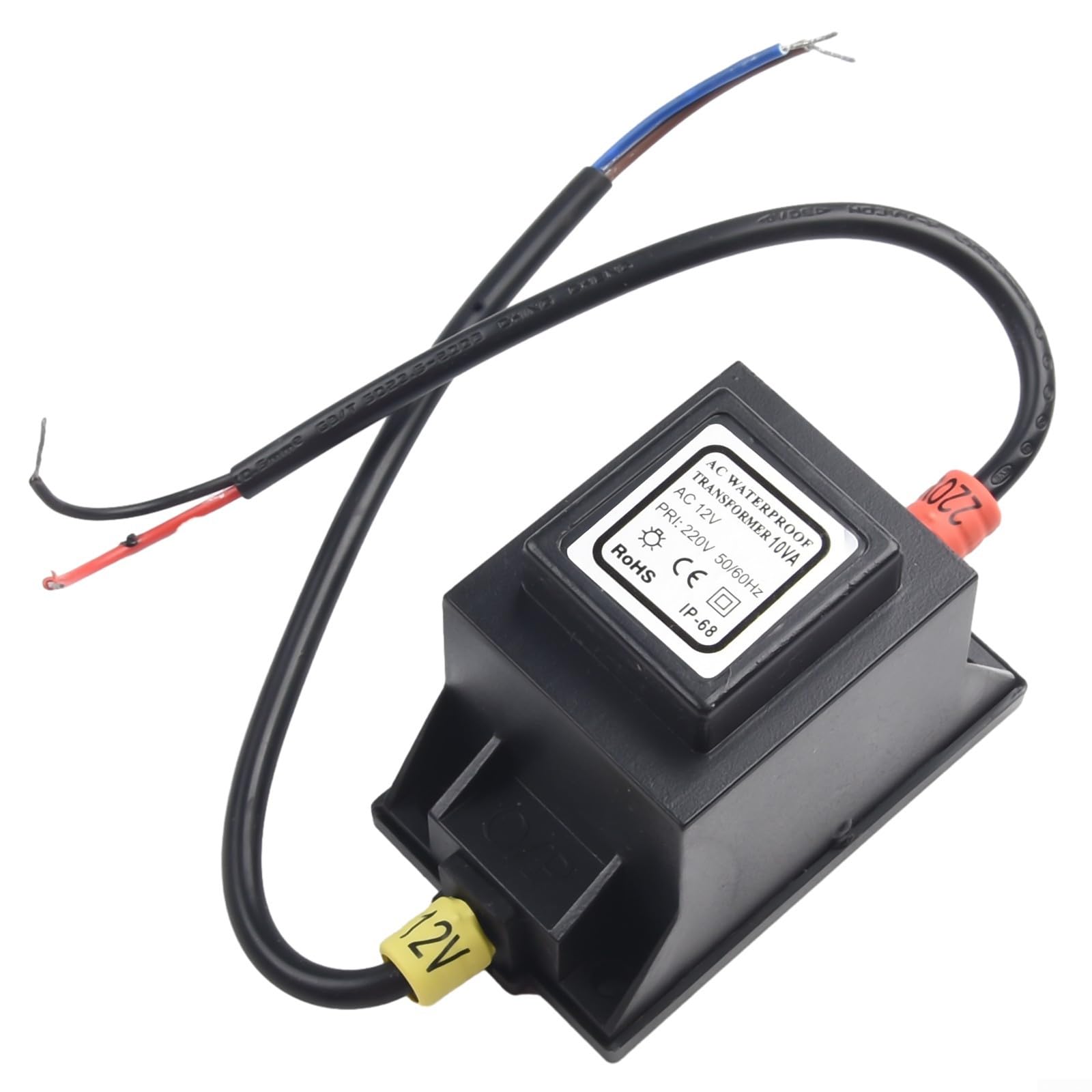 GLOBALHUT LED Transformer, 12V AC/AC Power Supply for Outdoor Lighting, IP67 Rated, LED Strip Light Transformer (10W)