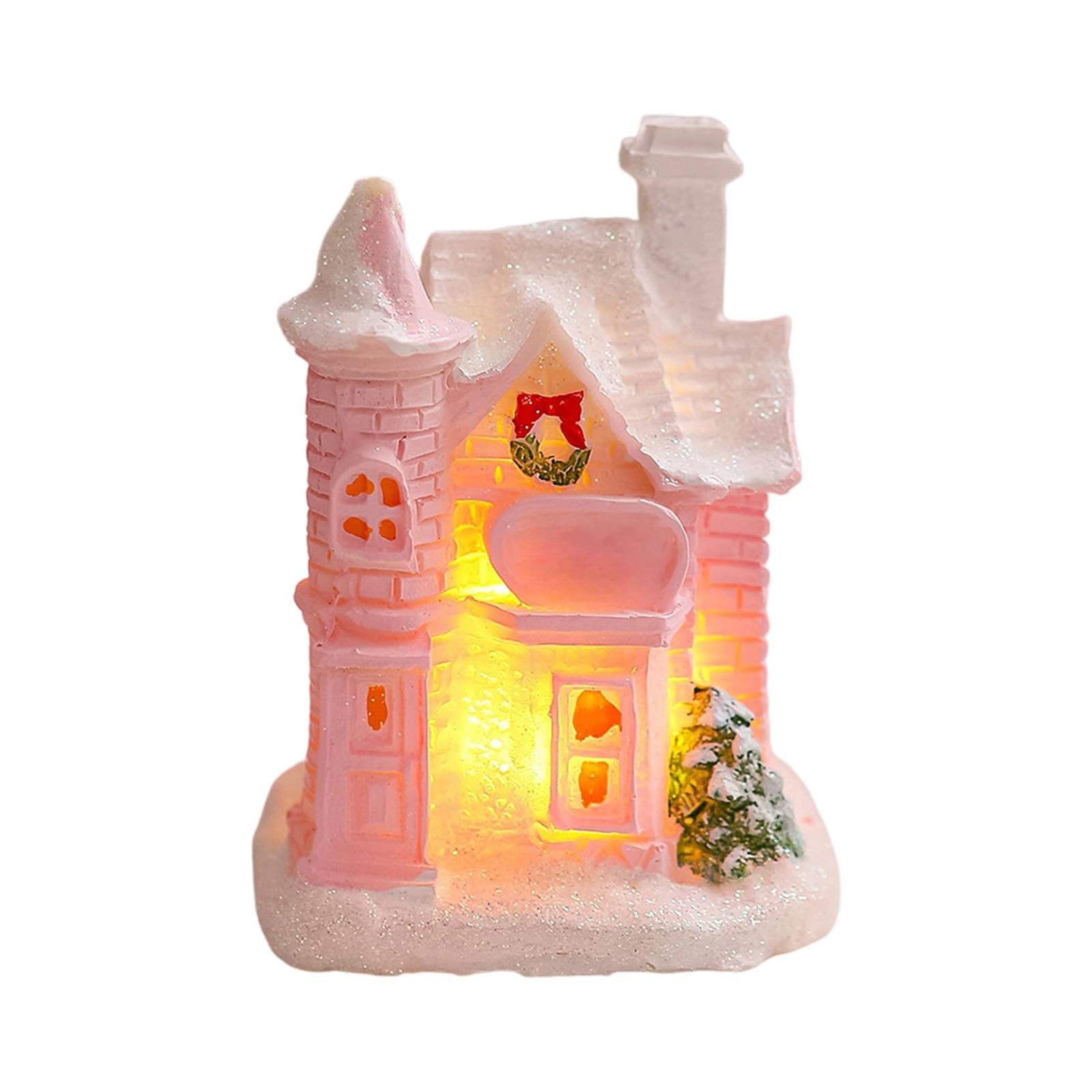 APGLSXY Artistic Resin Holiday House Decorations Festival Cottage Ornament with Detailed Engraving and LED Lights Resin Christmas Decoration
