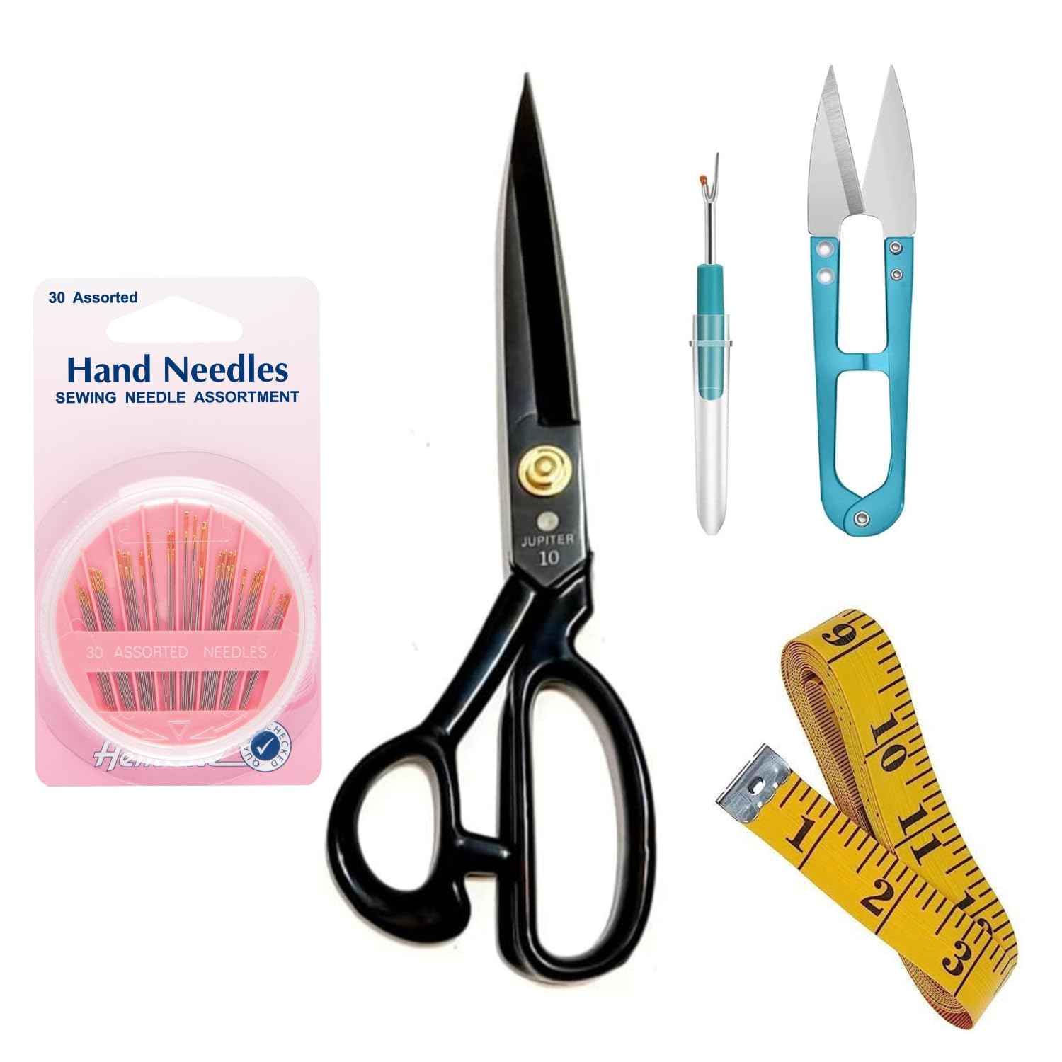 FASHRAMP JUPITOR A-250 Carbon High Steel Scissors | 10 Inch | Black Professional Tailor Scissors For Cutting Fabric Heavy Duty Scissors, Thread Cutter Scissors, Seam Ripper & Needle Compact Set of 5 (B0DBRT2888) Amazon Price History, Amazon Price Tracker
