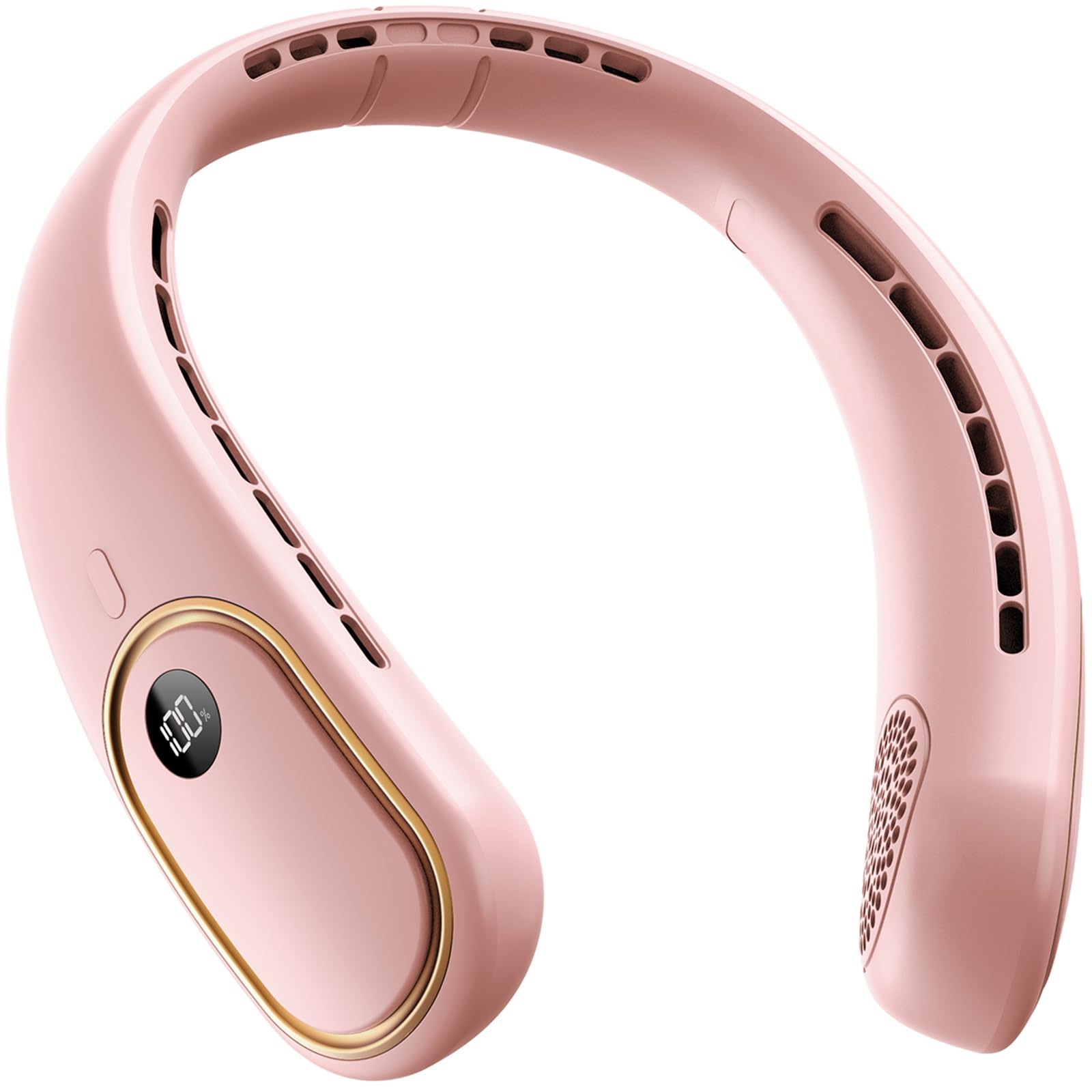 Portable Neck Fan - Hands Free Personal Fan, Rechargeable Bladeless Fan with 5000mAh-Battery, Digital Display, 4 Speeds, Birthday Gifts for Men, Women, Mom, and Dad - Pink