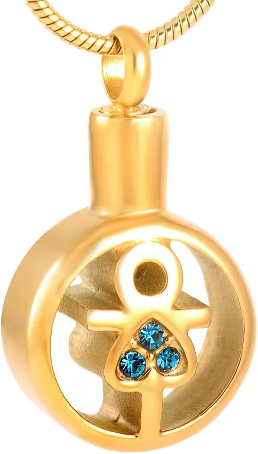 Cross with Crystal in Heart Memorial Locket Pendant Necklace Ashes Cremation Urn Souvenir Necklace for Womens-AA_h