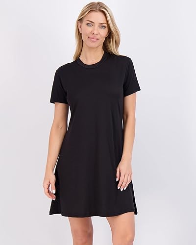 Miniatura 2 de Real Essentials Paquete de 3 Vestido de manga corta súper suave para mujer, suelto, casual, liso, simple, camiseta de verano (disponible en Plus)