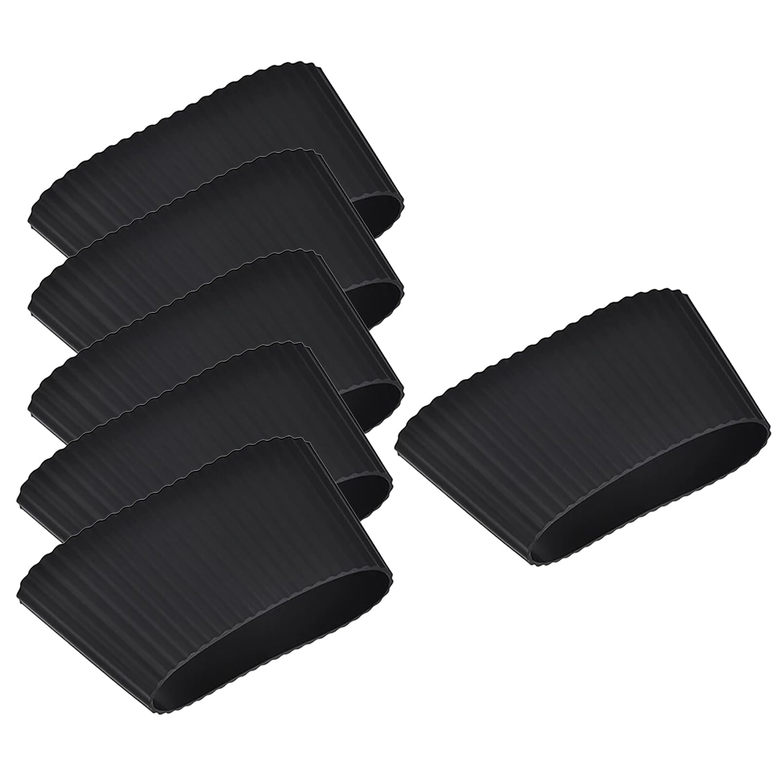 6Pcs Optional Silicone Multi-color Cup protector Cover, Nonslip Glass Bottle Mug Cup, Heat Resistant Reusable Sleeve Protector Cover for Hot Drinks Cold Beverages (Black)