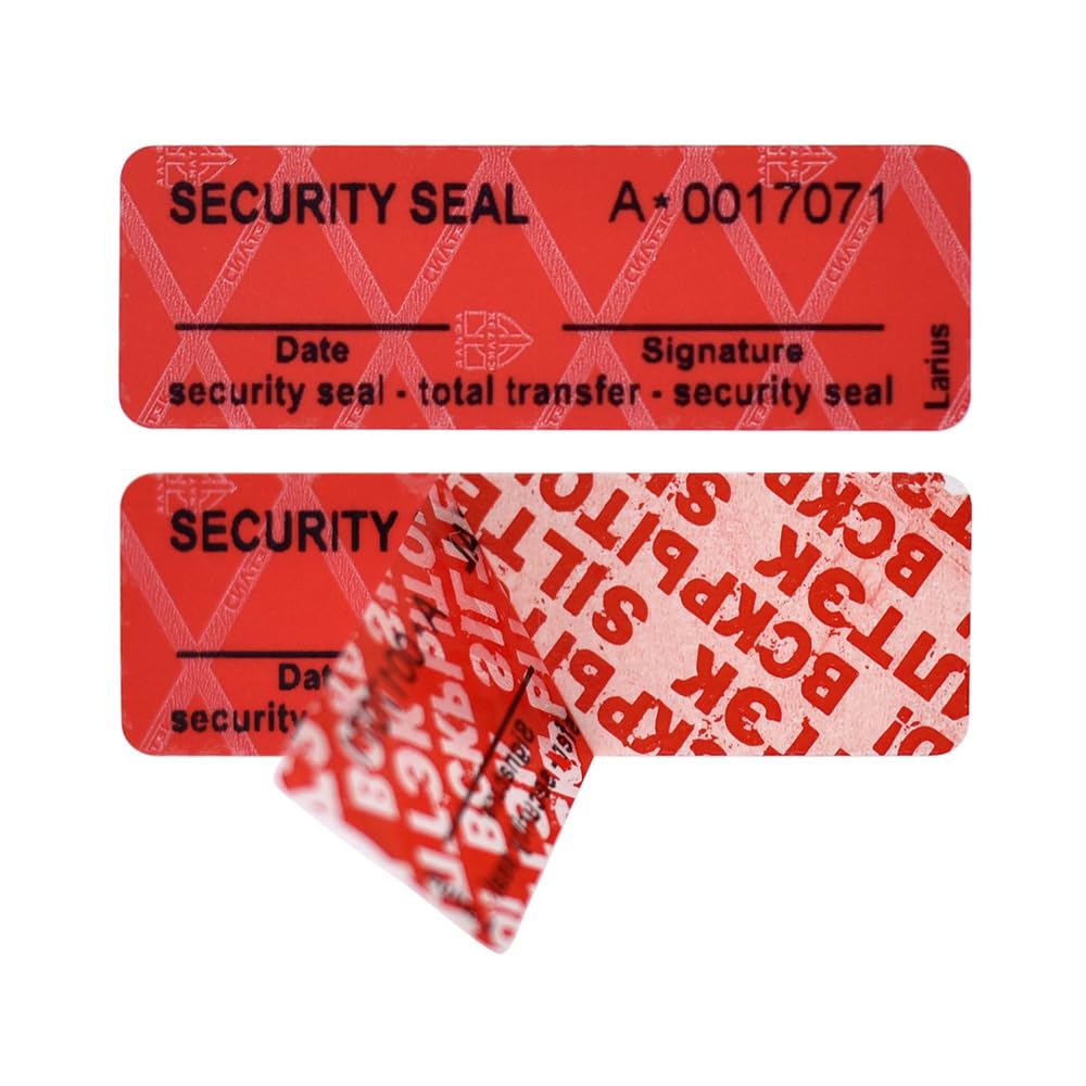 Larius Security Labels - Transfer Type Seal Security Seal Security Seals - English Version (Red, 100)