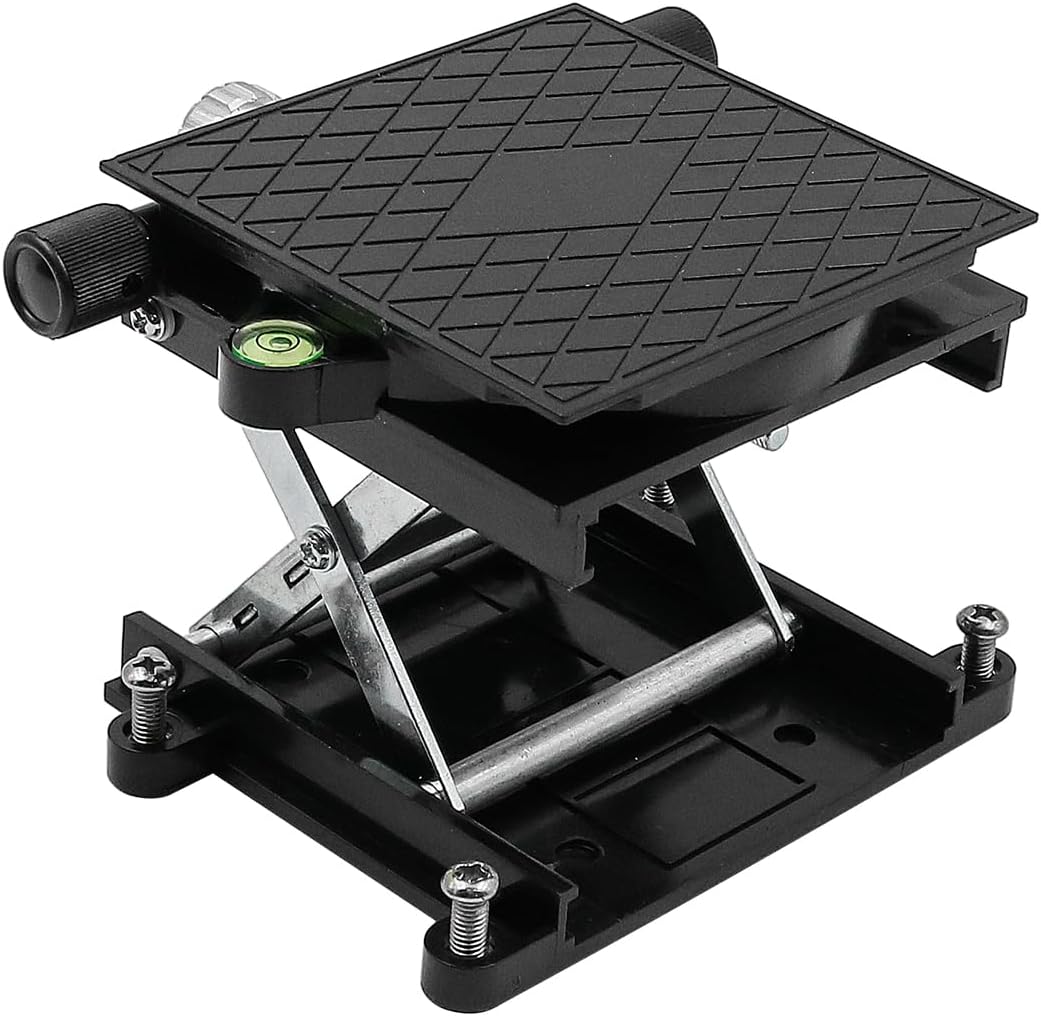 Lifting Platform 360°Rotatable Bearing Jack Lift Stand Table Lab Lift Stand Aluminum Alloy Lifting Stand for Router Lift Carpentry Carving Experiment Black