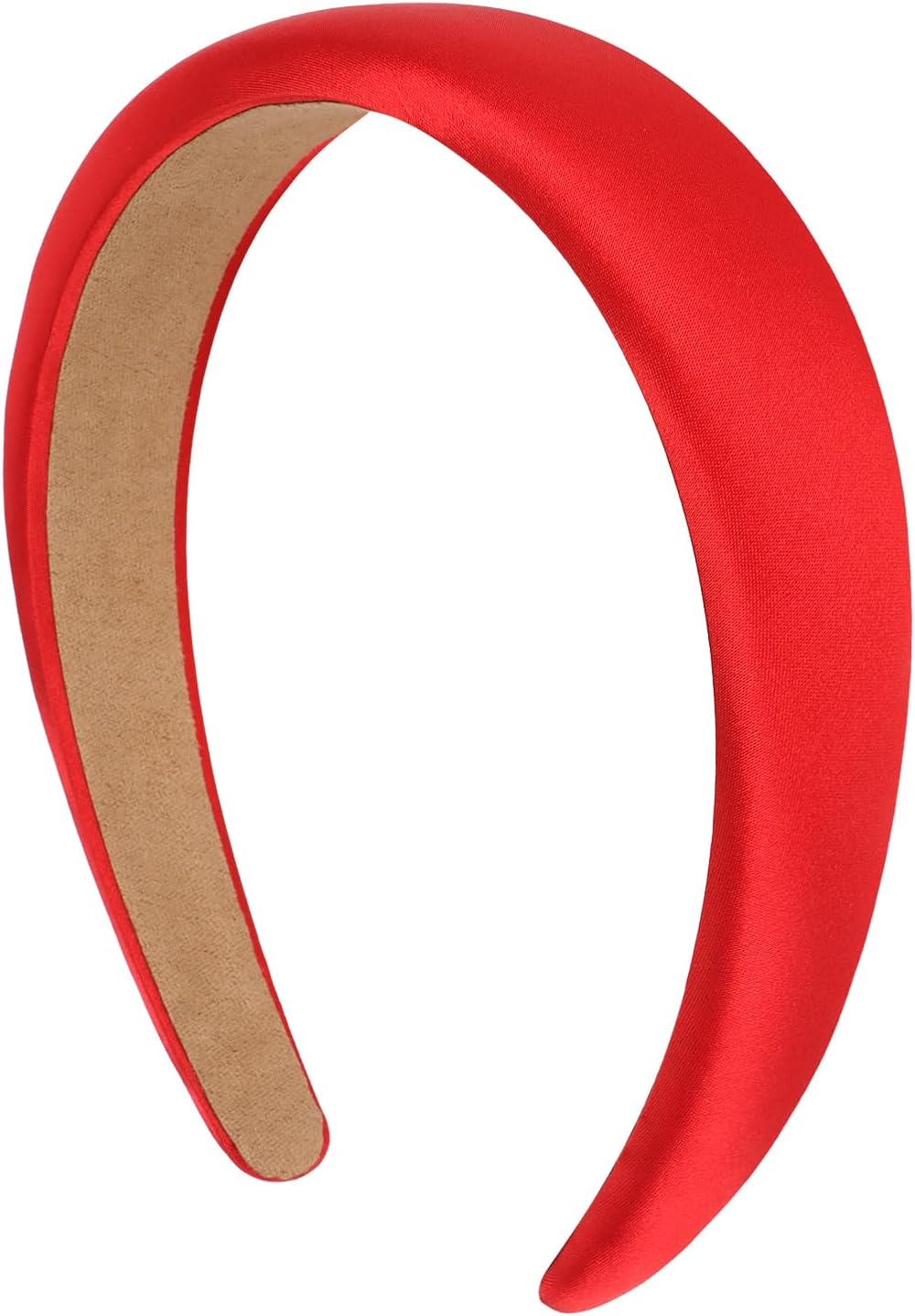 Red Headband for Women 1.2inch Satin Headbands Padded Head Bands DIY Plain Hair Band Fashion Red Hair Accessories for Women Girls