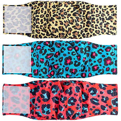 Pet Soft Belly Bands for Dogs, Washable Dog Nappies Male, Dog Nappy Wrap Diapers Reusable for Puppy Dogs 3Pack (Pattern2, S)