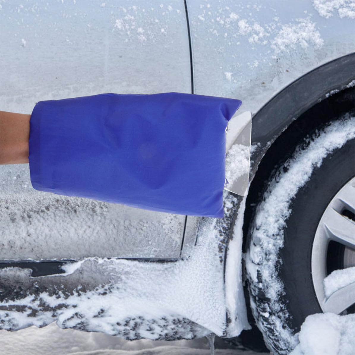 Housoutil 10 Pezzi Raschietto Design Multifunzionale in ABS e Feltro con Guanto Termico Blu per Rimuovere Neve e Ghiaccio, Accessorio Invernale per Ghiaccio per Auto per Pulizia Veicolo