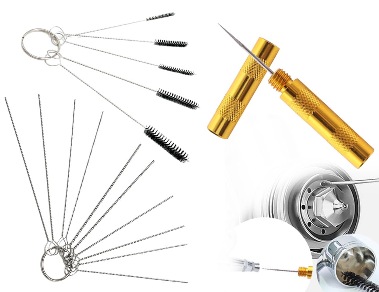 Kit Pulizia Aerografo Professionale - Set Spazzole E Aghi Acciaio Inox Per Pistola A Spruzzo - Foto 11