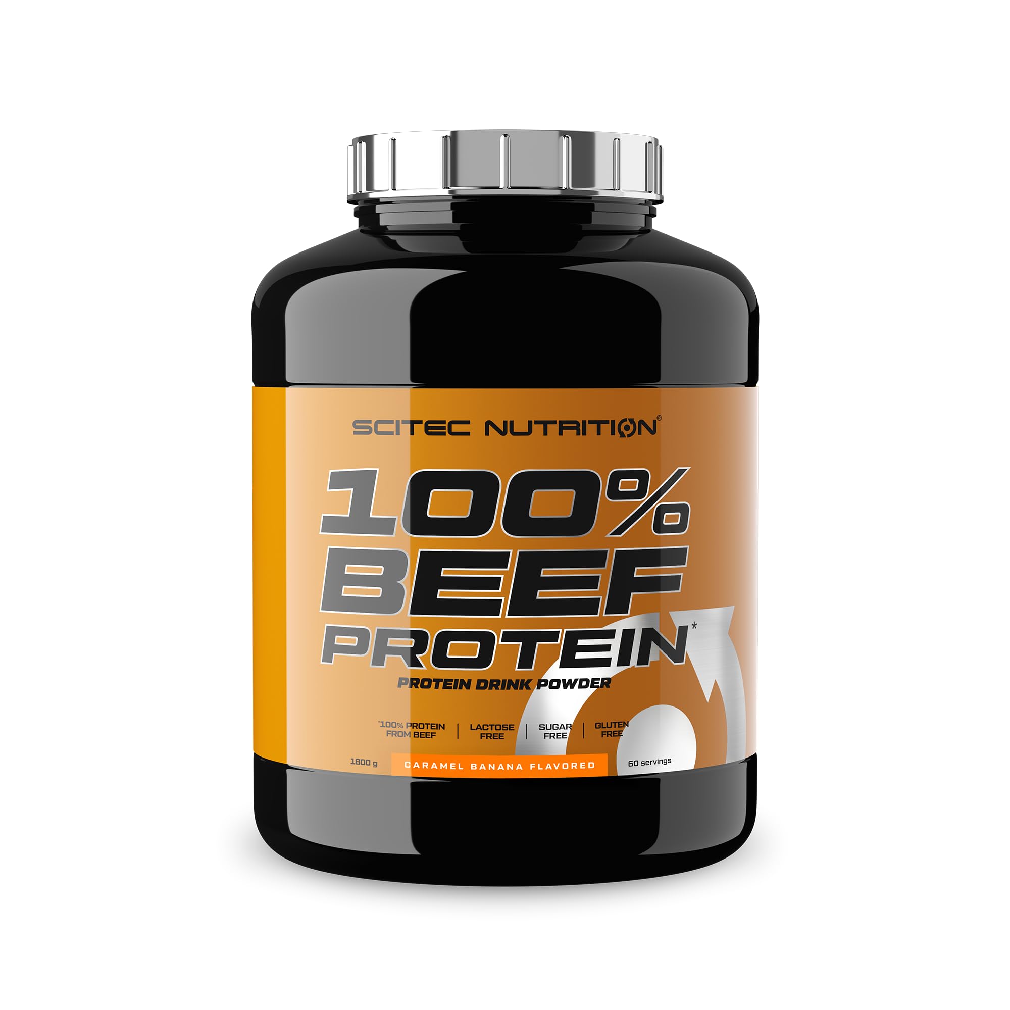 Scitec Nutrition 100% Beef Protein - Bebida proteica en polvo aromatizada - Sin lactosa, Sin azúcar, Sin gluten, 1,8 kg, Plátano con Caramelo
