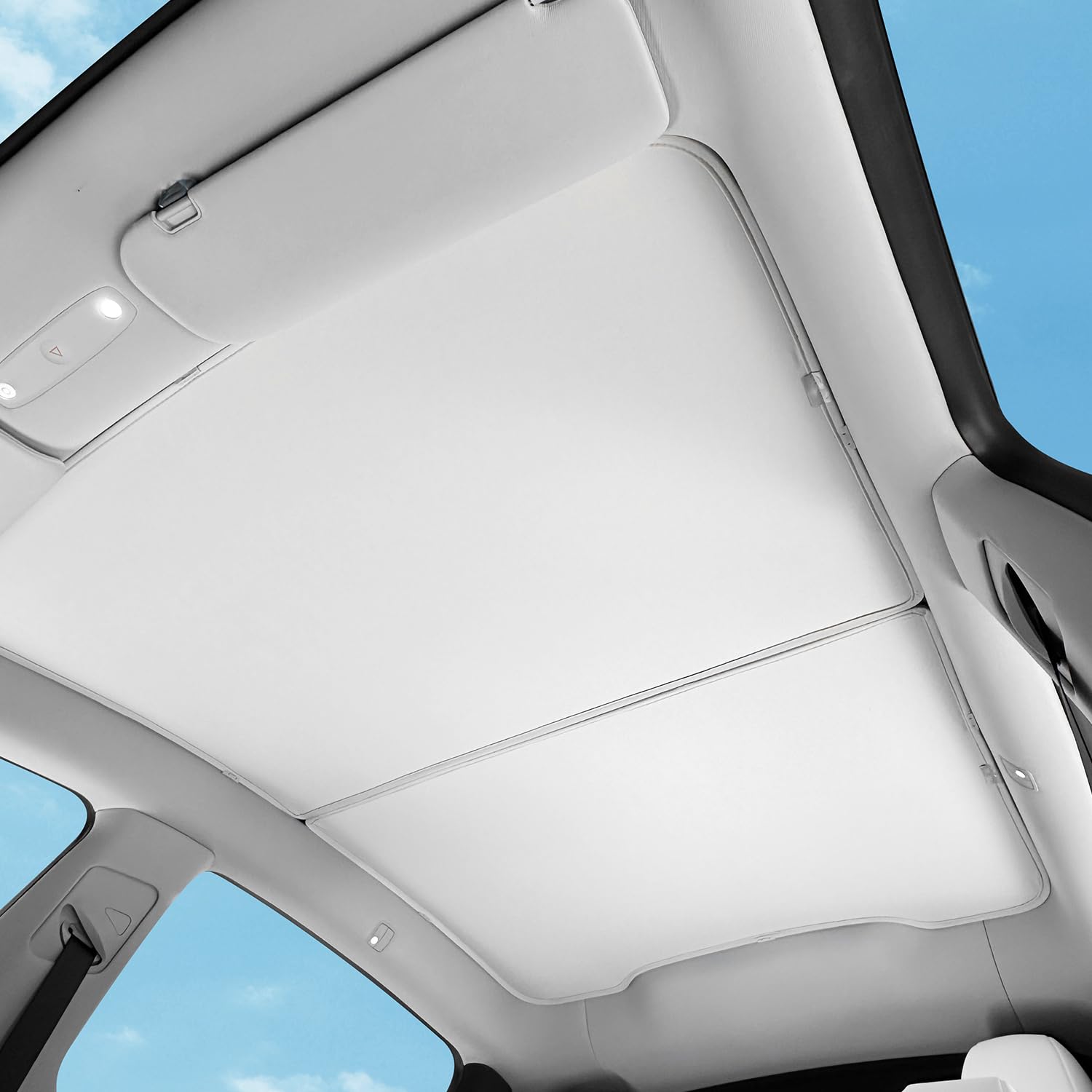 TOPABYTE Pare Soleil pour Tesla Model Y Juniper 2026 2025 Pare-Soleil Toit en Verre Protection Bloque la Chaleur, Fenêtre de Toit Isolation Contre Les Rayons UV, Beige