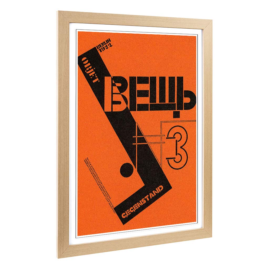 Big Box Art Framed Print of El Lissitzky Gegenstand Design | Wall Art Picture | Home Decor for Kitchen, Living, Dining Room, Bedroom, Hallway, Office, Oak, A2 / 24.5x18 Inch / 62x45cm