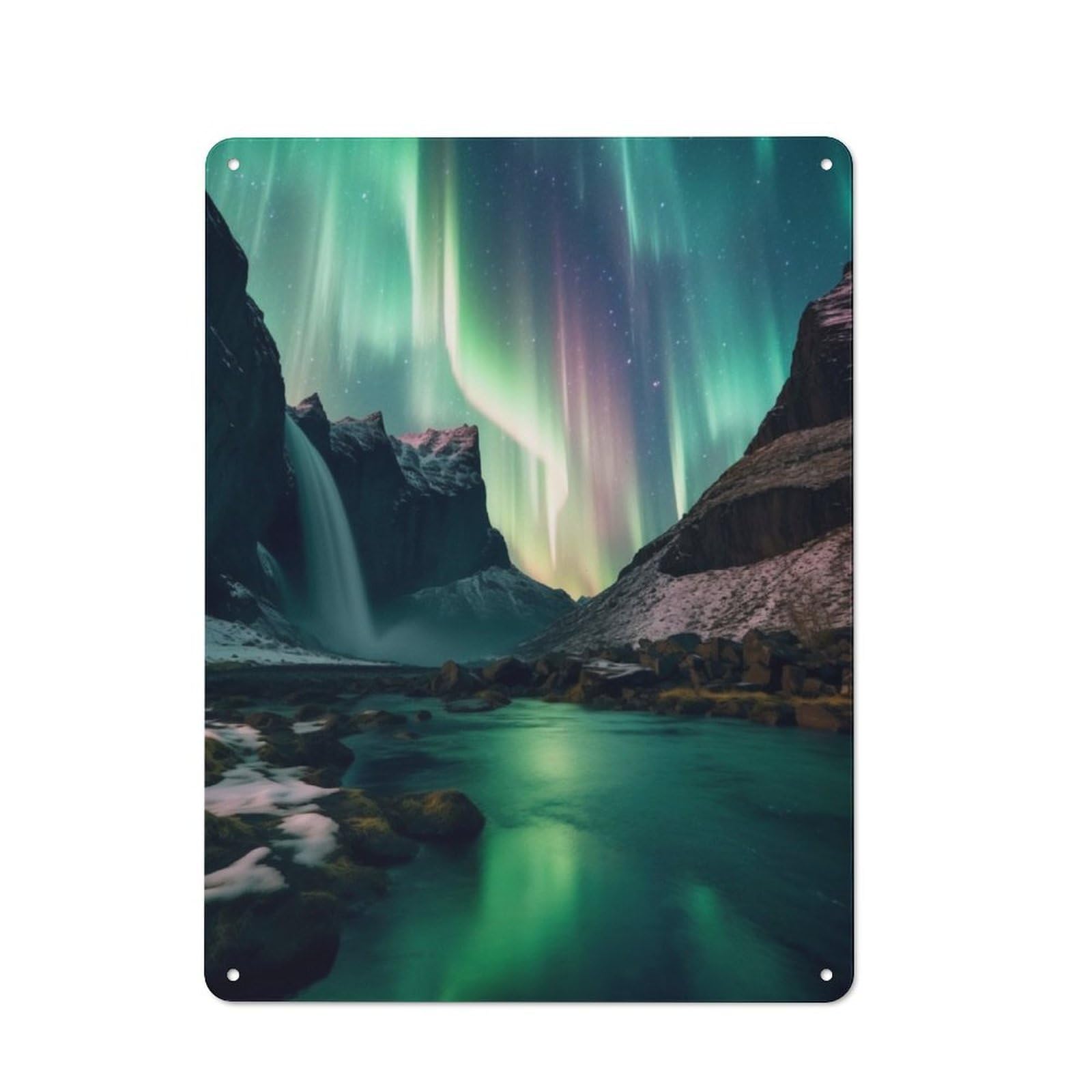 Junmoney Green Aurora Borealis Metal Sign 40X30cm With For Workshop Wall, Rustic Decor, For Collectors Decorating Workshops And Hobby Rooms