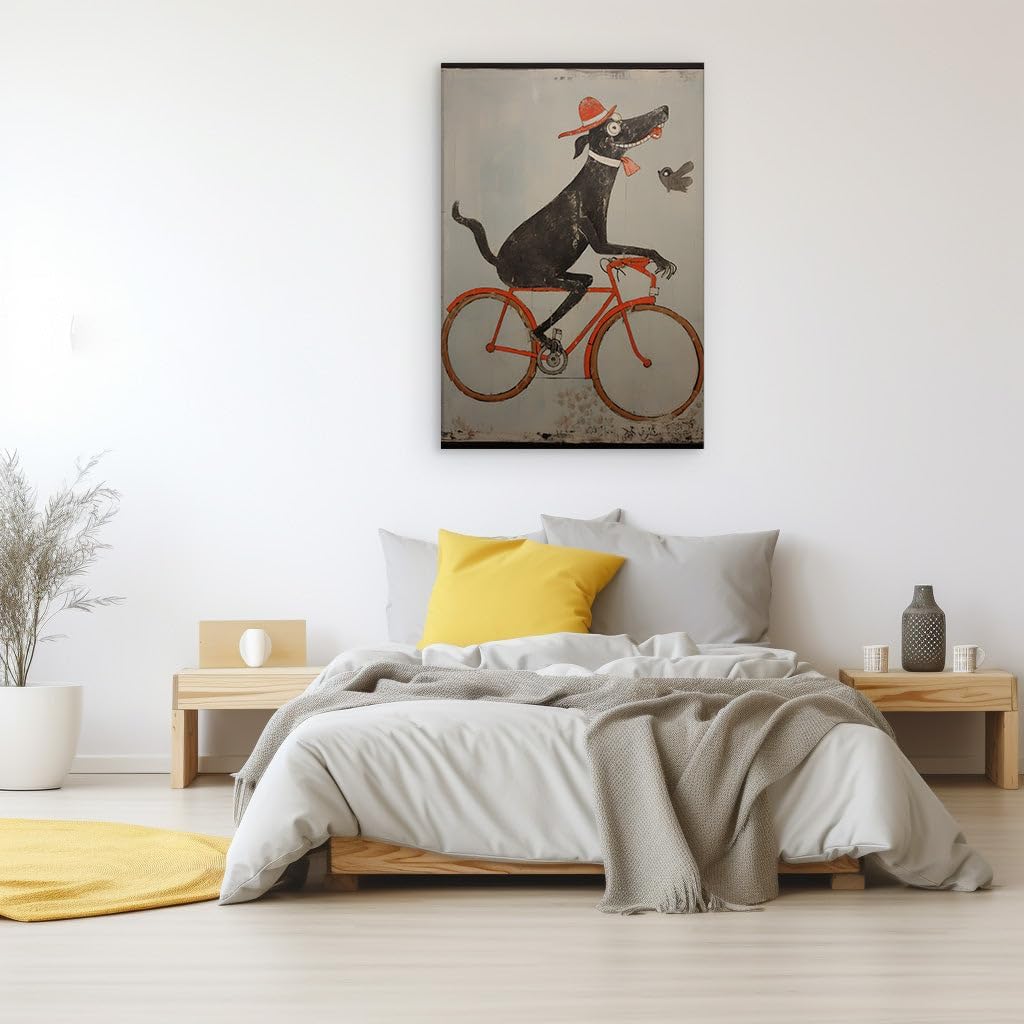 Canvas for Living room. Pedaling Pooch in Red: A Whimsical Journey on Two Wheels, 27 x 18 inch Canvas Wall Art - Cavalier King Charles Spaniel - Modern Home Decor - 69x46 cm (27x18 inch)