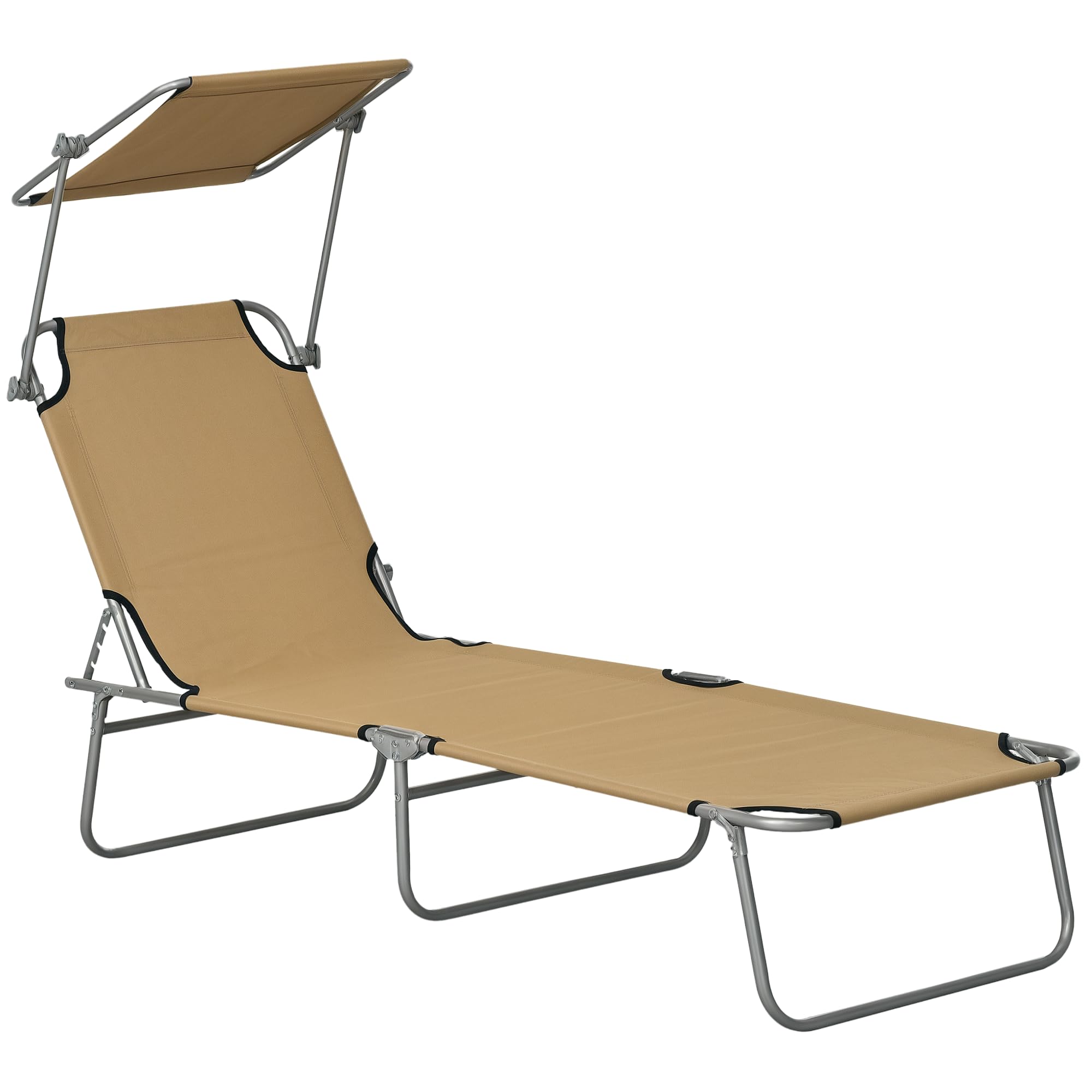 Outsunny Unisex Tan Reclining Sun Loungers, Folding Recliners For Garden Patio,