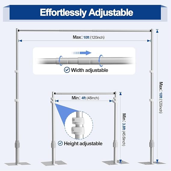 EMART Backdrop Stand Heavy Duty 10x10Ft Adjustable Pipe and Drape Stand Kit
