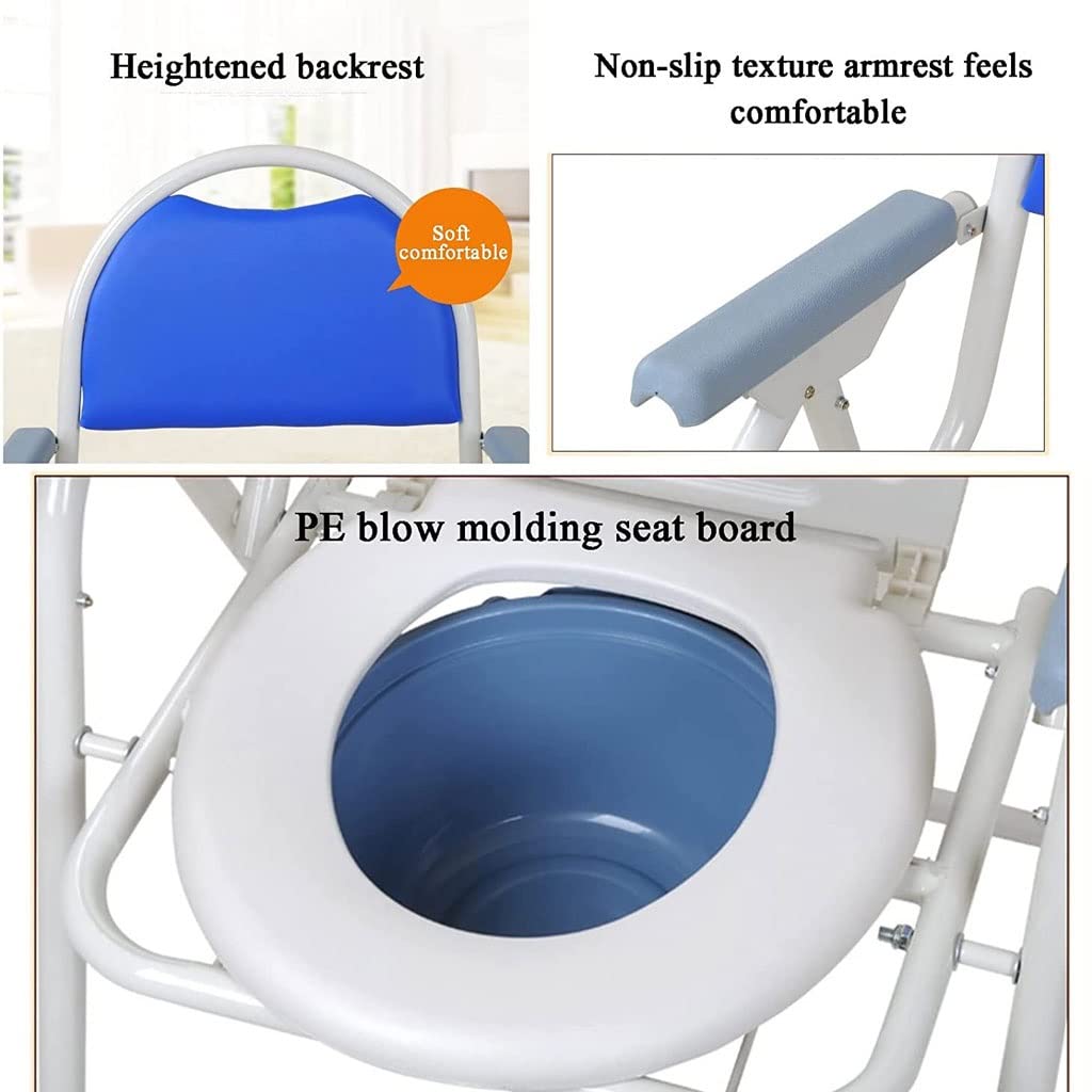 Silla de ducha plegable para mesita de noche, silla de inodoro pesada con respaldo, reposabrazos y extraíble, fácil limpieza, silla de ducha para ancianos discapacitados, silla alternativa de