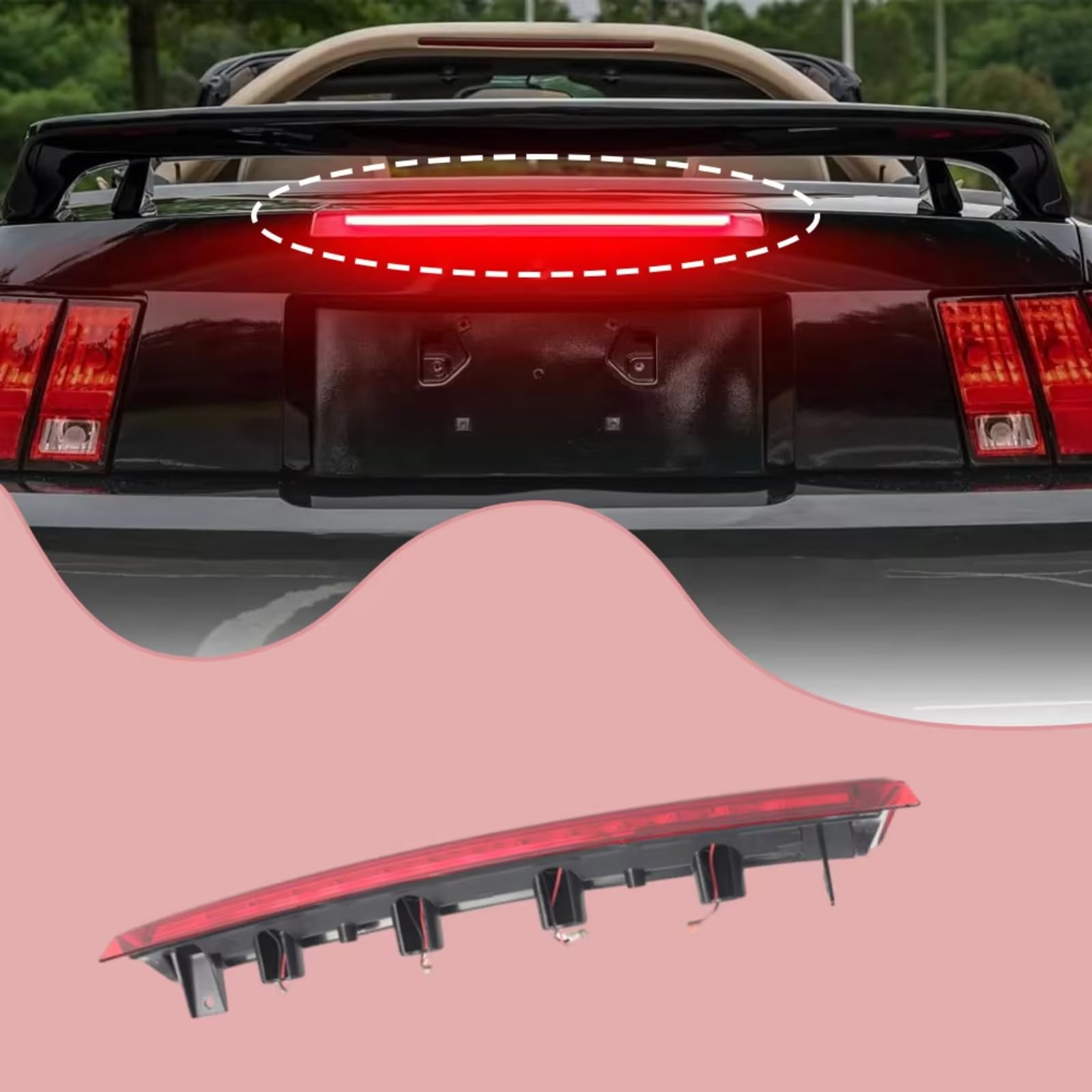 Compatibile con Ford per Mustang 1999 2000 2001 2002 2003 2004 OEM 1R3Z13A613AB ABS Luce Freno Alta Auto Rossa fumé Stop supplementare