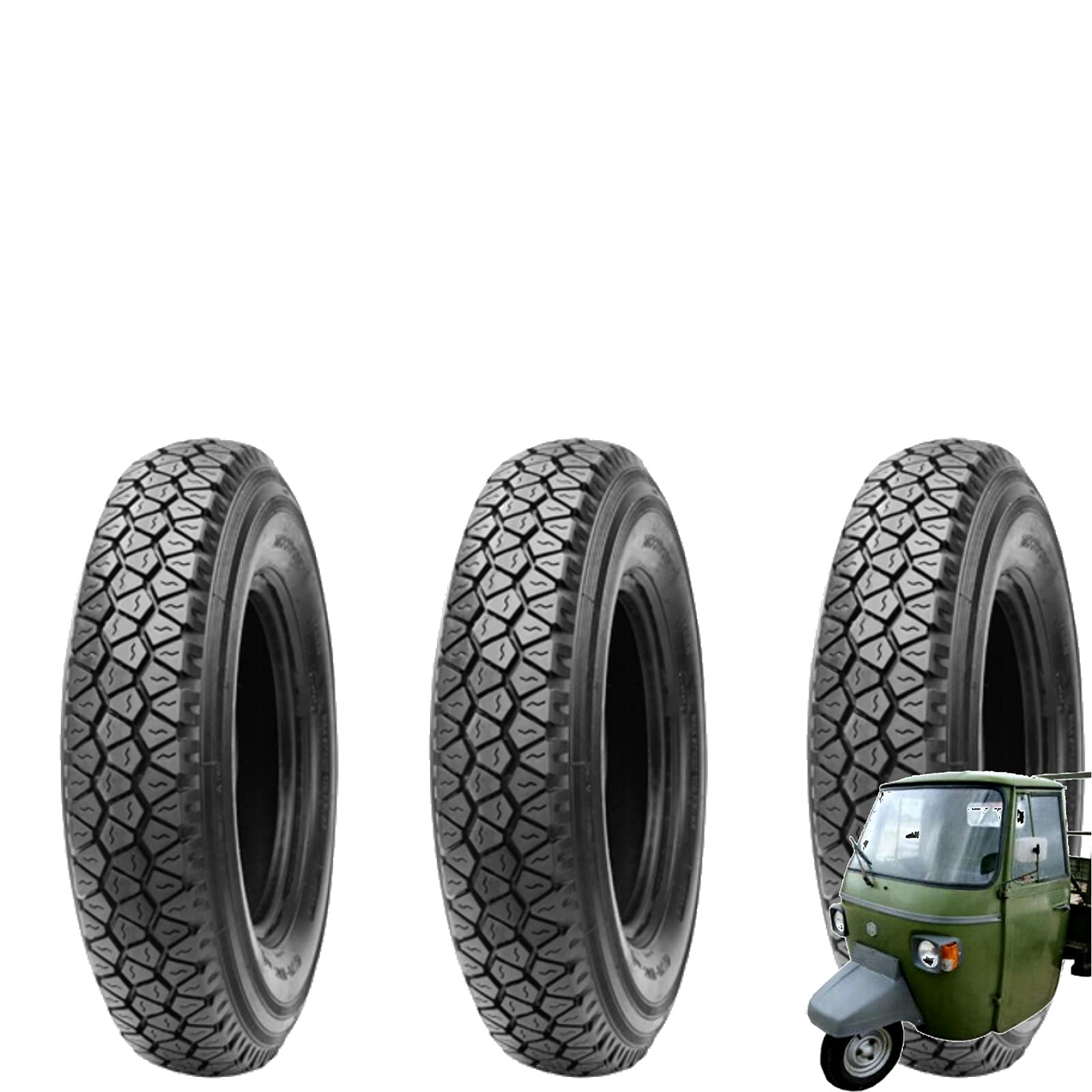 3 PNEUMATICI 4.50-10C COPERTONI DEESTONE GOMME 76L 8 TELE M+S PER APE PIAGGIO MP501 - MP601 | E4