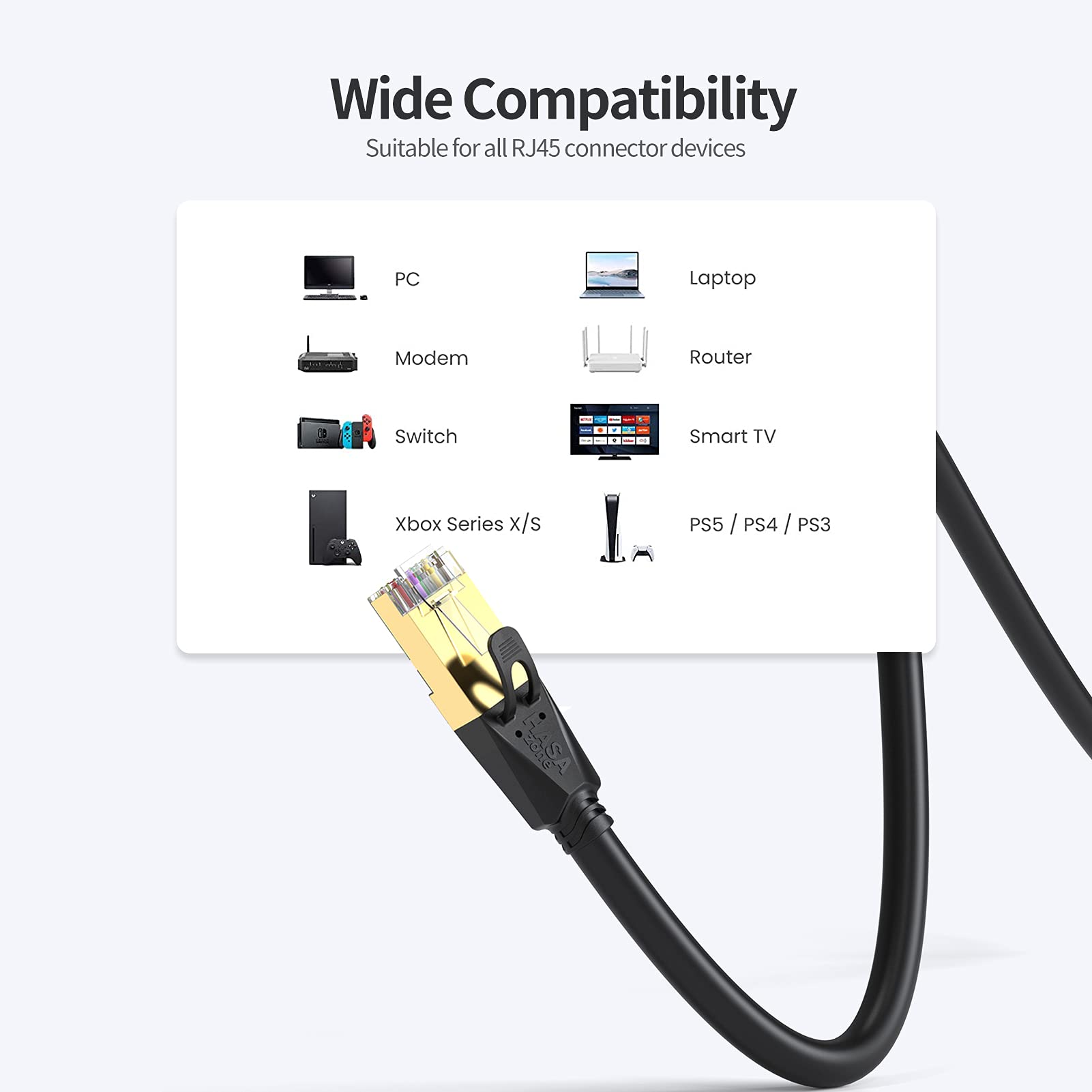Cavo Ethernet Cat 8 BUSOHE 10m - 40Gbps, 2000MHz, Piatto E Flessibile | Per Gaming E Rete Casa - Foto 2