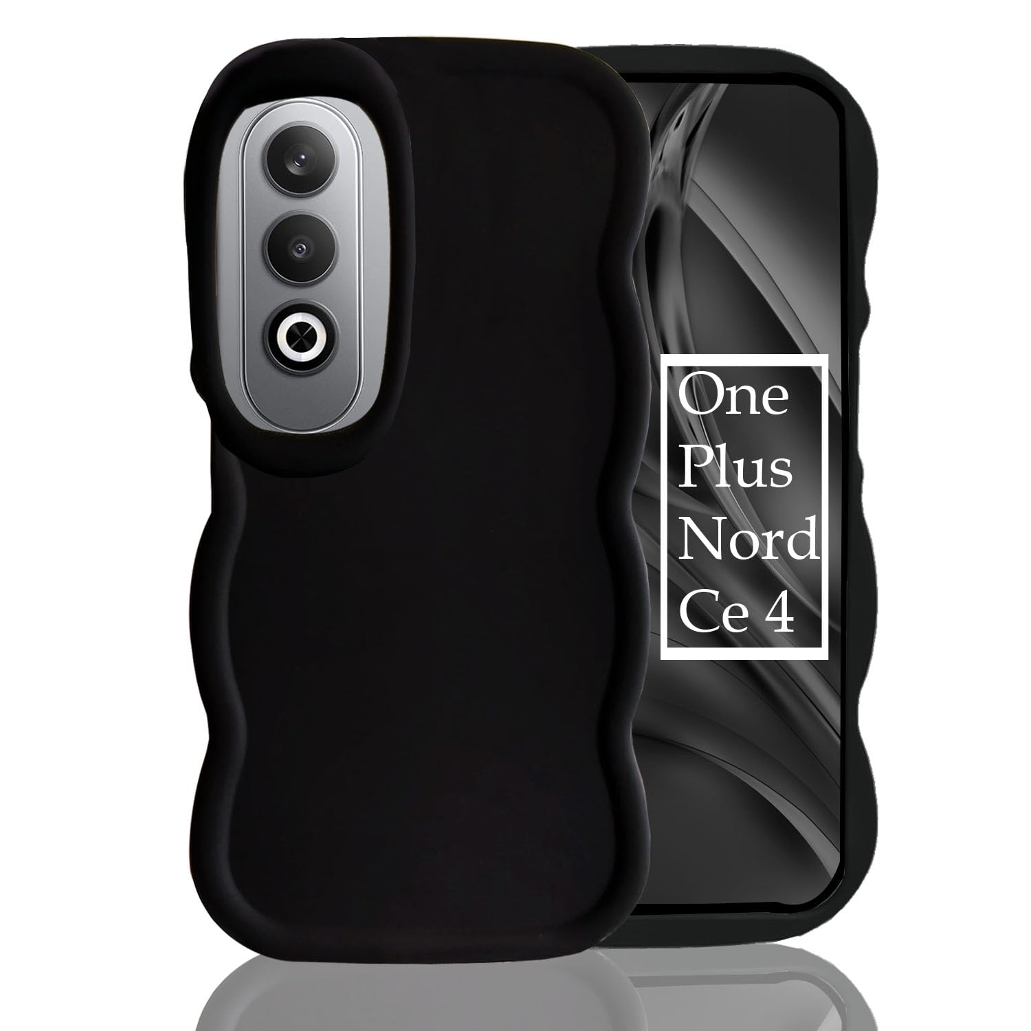 KC Back Cover for OnePlus Nord CE 4 5G - Big Wave Shape Shockproof Bumper Soft Silicone Case with Camera Protection (Black) (B0D9B66C8B) Amazon Price History, Amazon Price Tracker