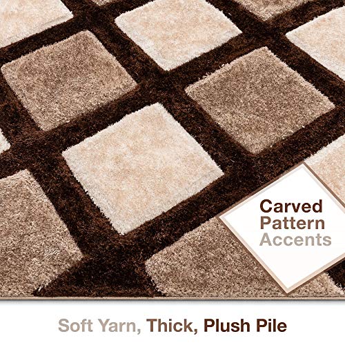 Image of Shaggy Rug for Bedroom Living Room 3X5 FEET Fluffy Plush Area Carpet with Non Slip Backing, Modern Cozy Floor Rug for Home Decor and Comfort (Multi, Beigebrown)
