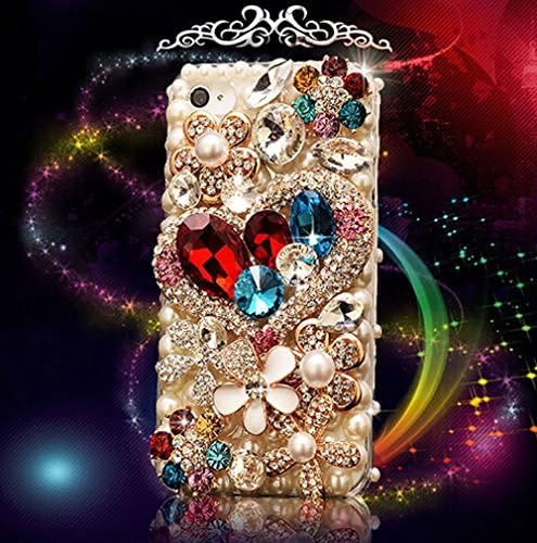 LU2000 iPhone 7+ Case, 3D Crystals Diamond Sparkle Bedazzled Jeweled [Heart Shape Series] Bling Phone Snap-on Hard Case for iPhone 7+ / 7 Plus (5.5 inch) AT&T Verizon & Sprint T-Mobile All Carriers