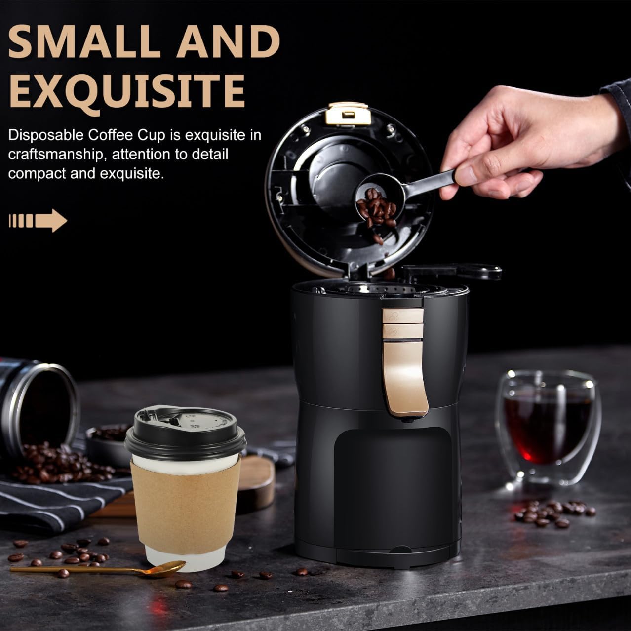 Healifty 50 Disposable 8oz Kraft Paper Coffee Cups with Lids Thickened Hot Beverage Cups for Takeaway Milk Tea with Sleeve 50 Sets for Office Party