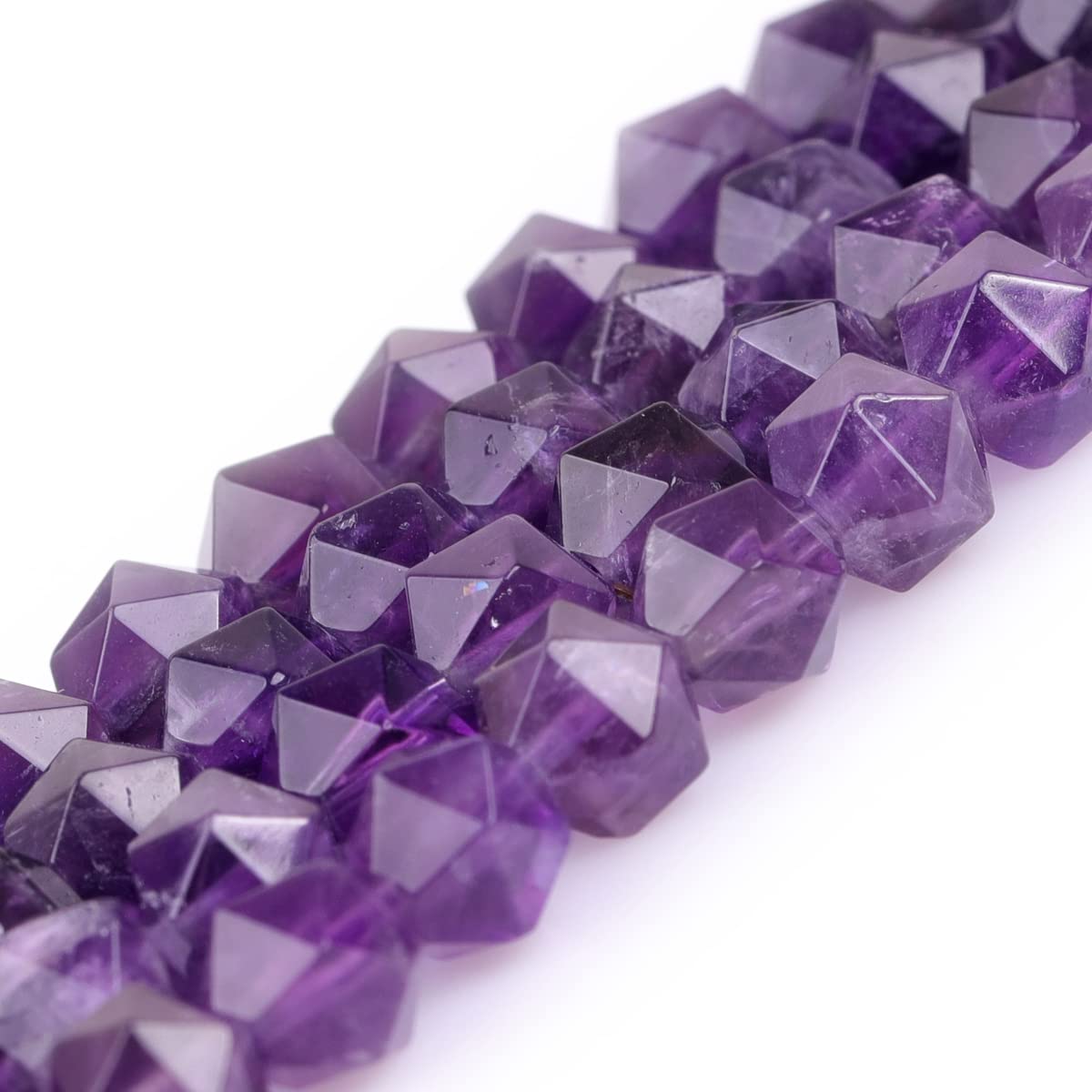 Gem-Inside Natural 6mm Amethyst Stone Round Gemstone Semi Precious Faceted Beads for Jewellery Making 15" Beaded Strand DIY Handmade Craft Supplies (63pcs/Strand) - Image 3