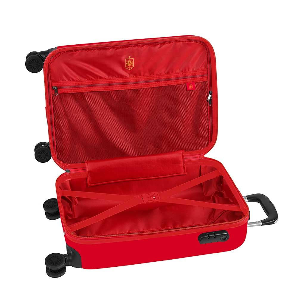 SAFTA | Maleta de Cabina 20″ Selección Española de Fútbol, ABS + PC Resistente, Ruedas Dobles 360º, Asa Telescópica 100 cm 2 Posiciones, Interior Forrado con Separador y Candado, Medidas 34,5x20x55 cm