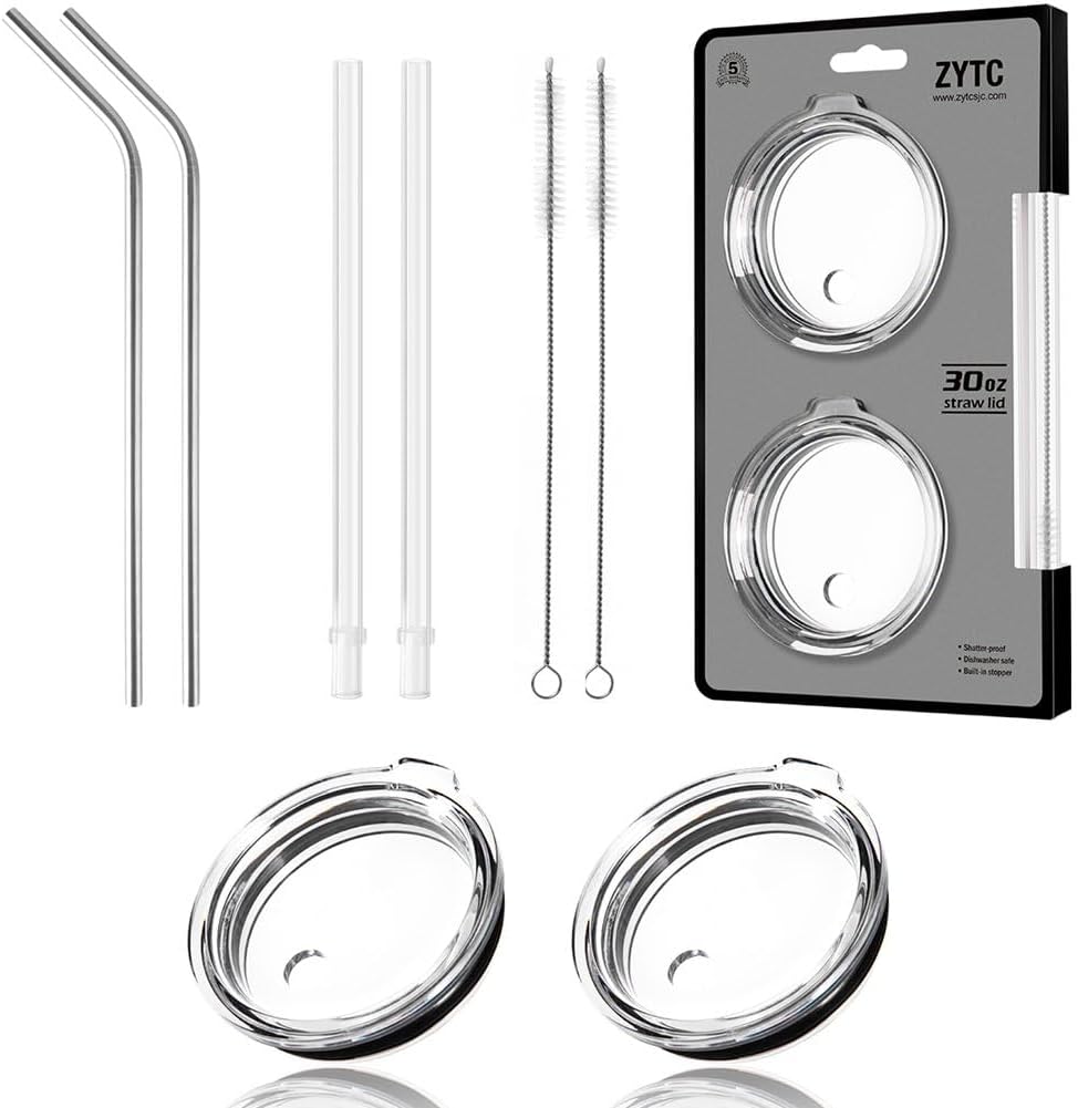 8 Piece Set For Yeti Straw 30 oz,No Leak Sliding Closure 100% Spill Proof Straw Lid And Fits Yeti Rambler Tumbler,Ozark Trail Cup Or More Brand Stainless Steel Mugs