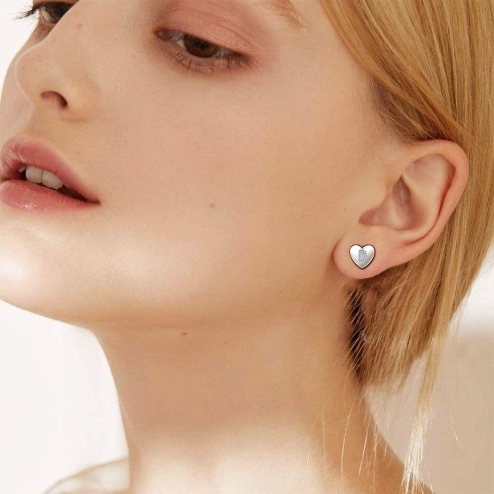 Jrêveinfini Lettera A-Z - Orecchini da donna in argento Sterling 925, con zirconia cubica, orecchini a forma di cuore, per bambine e bambine