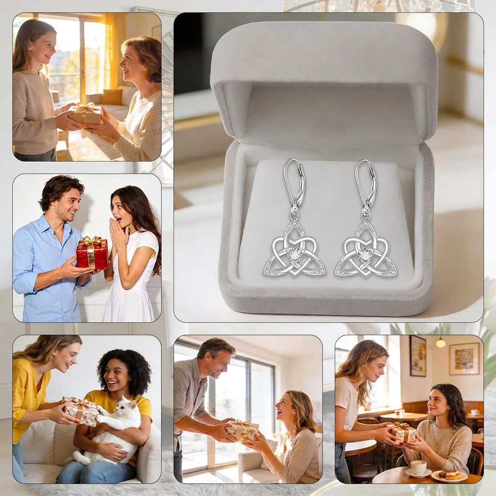 Keltische Knoten Ohrringe Damen 925 Sterling Silber Irischer Schmuck