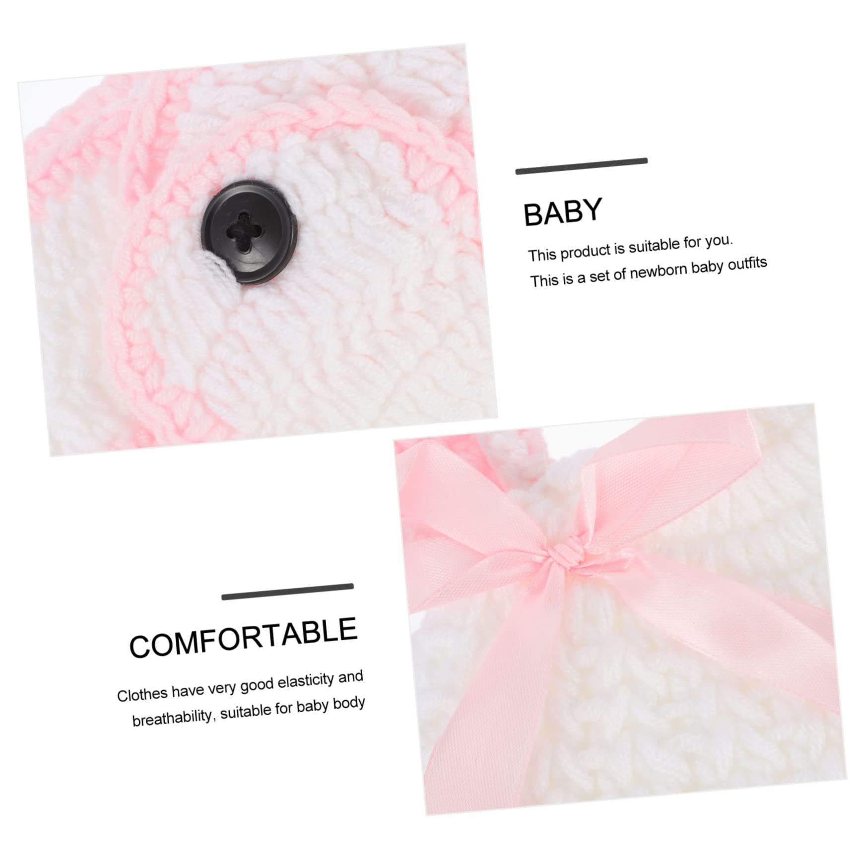 Happyyami 4juegos Conjunto De Fotografía De Recién Nacido Gorro y Pantalones De Conejo Accesorios para Sesiones De Fotos Traje De Ganchillo para Bebés Ropa Creativa para Cumpleaños