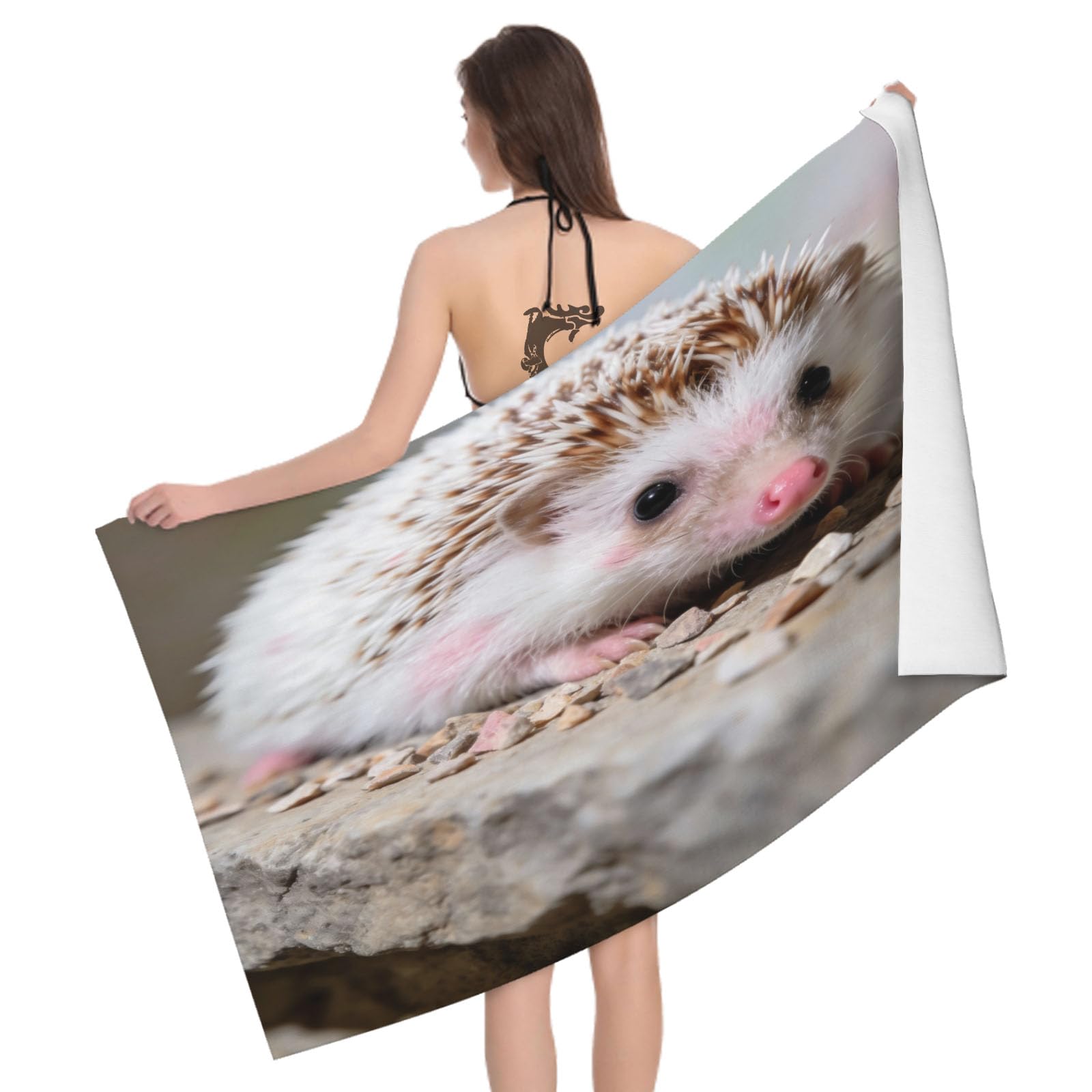 Leichong 3D Hedgehog Beach Towel Microfiber Soft Quick Dry for Adults, Cute Animals Bath Towel Lightweight Soft Absorbent for Travel Swimming Pool Sports, 75 x 150 cm
