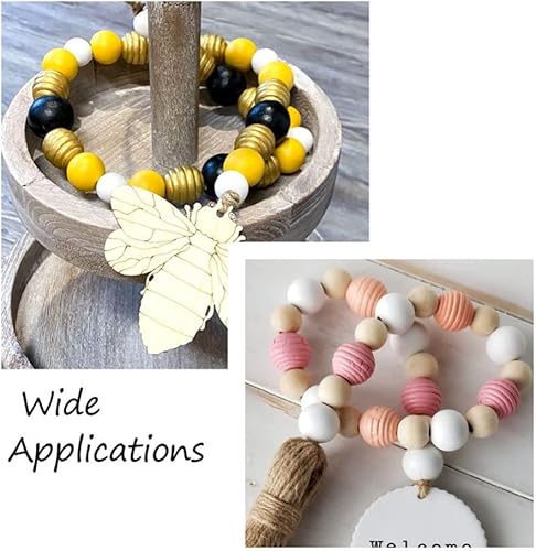 Miniatura 108 de Cheriswelry 240 cuentas de madera natural teñidas de 0.472 in, 16 a 0.669 in, cuentas de madera para decoración de manualidades, cuentas de madera