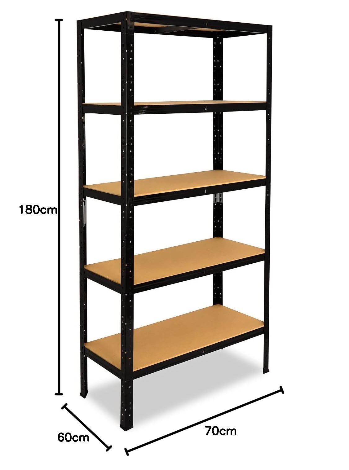 shelfplaza Black 180x70x60cm Schwerlastregal schwarz mit 5 Böden x 175kg | Kellerregal · Lagerregal · Metallregal · Regale für Kellerraum · Steckregal · Abstellraum Regal