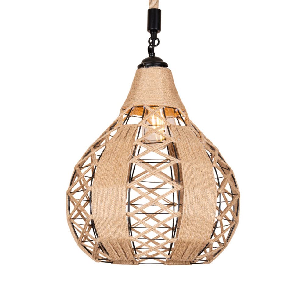 Abat-jour de lustre en ficelle tissée main luminaire rétro E26